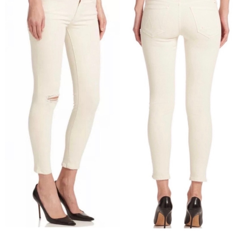 MOTHER The Looker Ivory Cropped “Sexy Just Walked Into Town” Jeans Size 26